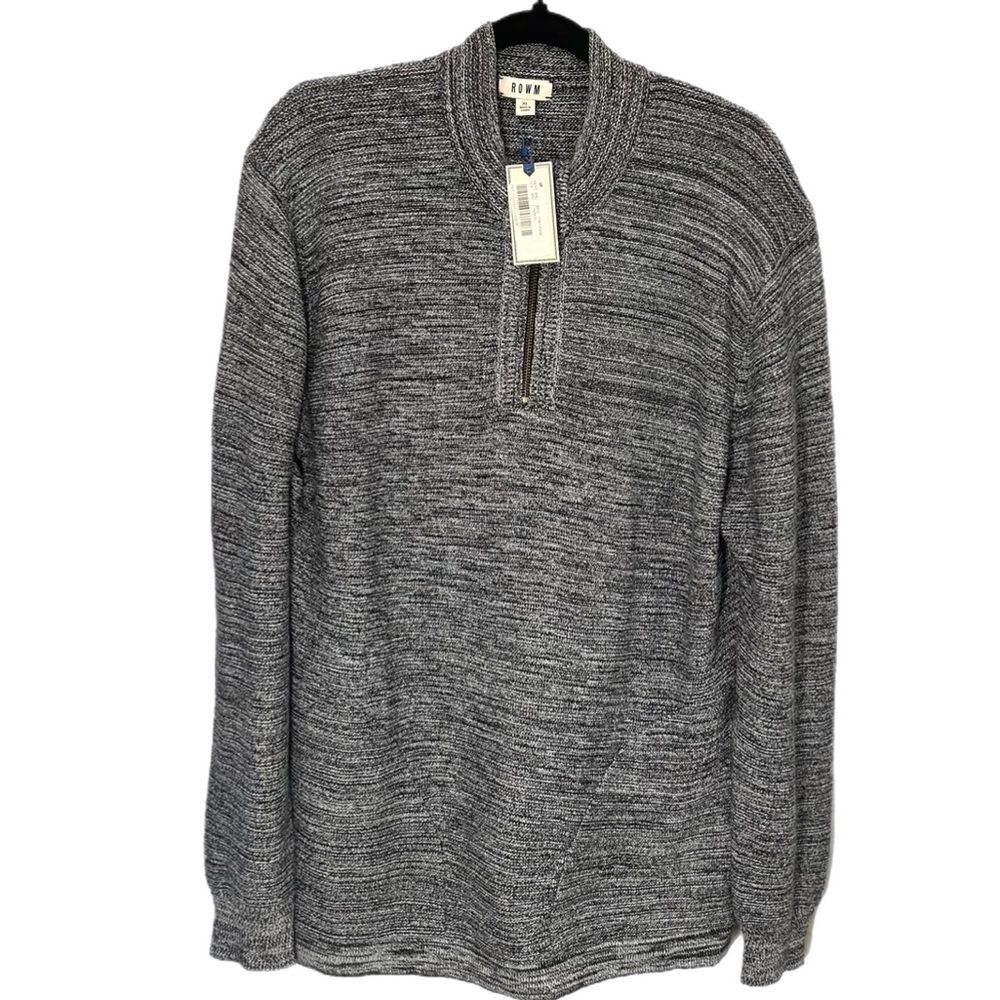 NWT ROWM Quarter Zip Pullover Men's XL Blue Collared Long Sleeve